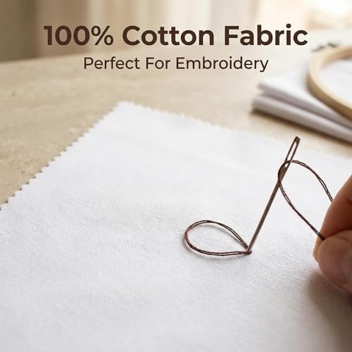 iNee Embroidery Fabric Squares Cotton, 10 Squares of 10 x 10-inch, White - color: White