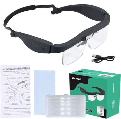 YOCTOSUN Magnifying Glass with Light, 0.75X-4.0X Magnifier Headset - color: Black