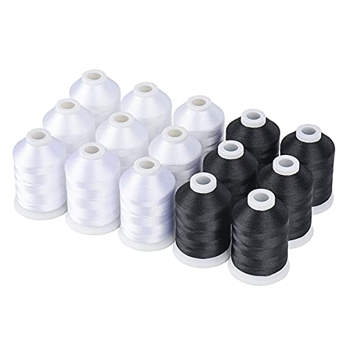 Simthread 15-Color Polyester Machine Embroidery Thread Set, 9W 6B - color: 15BW colors