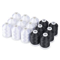 Simthread 15-Color Polyester Machine Embroidery Thread Set, 9W 6B - color: 15BW colors