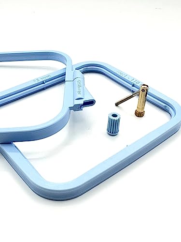 Nurge Square Embroidery Hoop - Plastic Cross Stitch Frame for Needlepoint & Embroidery - Adjustable Craft Hoop - Blue - No:1 (X Small) - color: Blue, size: No:1 (X Small)