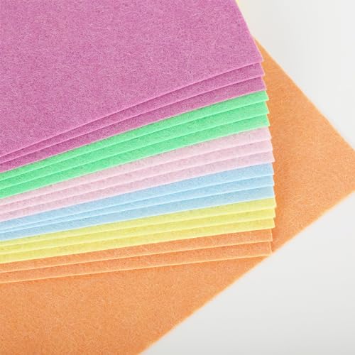 Whaline 18Pcs Pastel Felt Fabric Sheets Pink Blue Assorted Soft Thick Craft Felt Pack for Spring Summer Valentine's Day Easter DIY Craft Sewing Patchwork Art Projects, 7.9 x 11.8 Inch - color: Pastel