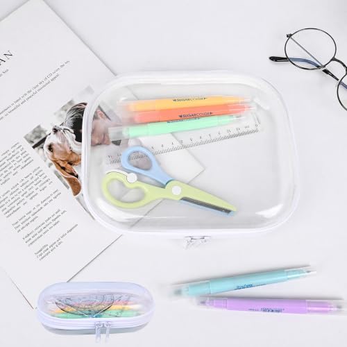 Clear Hard Shell Zipper Case,3PCS Transparent Clear Zipper Pouches,Hard Side Plastic Case Set,Portable Travel Storage Organizer Bins - color: 3PCS-L