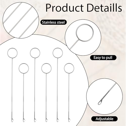 6 PCS Bead Threader for Jewelry Making Loop Turner Sewing Tool Stainless Steel Needle Hooks with Latch for Fabric Belts Strips Tube Straps DIY Accessories (10.63 & 6.89 Inch)