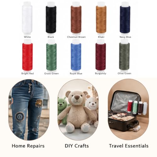 10 Colors Polyester Sewing Thread 110 Yards Each - color: Set 1