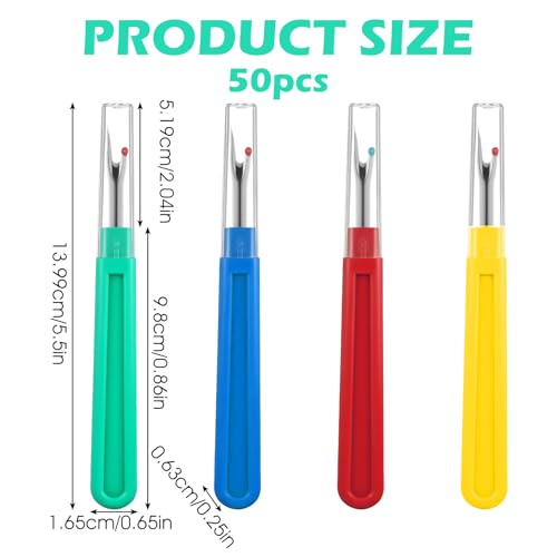 50Pcs Large Seam Rippers Stitch Remover Tool Kit, Seam Rippers for Sewing Embroidery Removal Tool, Mix Multicolor Stitch Ripper Thread Cutter for Crafting Embroidery, Opening Buttonholes