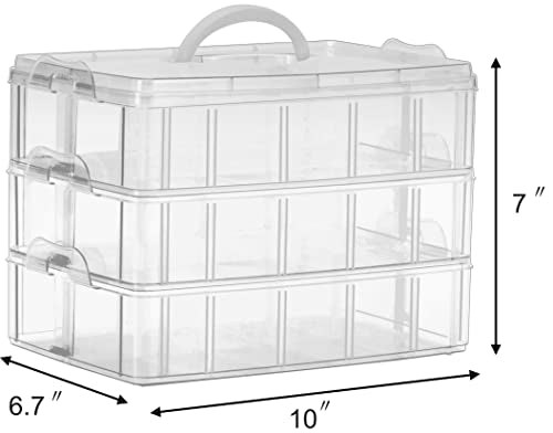 Sooyee 3-Tier Stackable Craft Organizers and Storage Box, Clear - size: 3-Tier