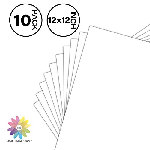 Mat Board Center 12x12 Backing Boards, 10 Pack White Backboards for Frames - size: 12x12