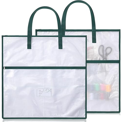 Feifeiya 2 Pack 21.7 Inch Sew Project Bag Needlepoint Project Bag Quilting Embroidery Craft Organizer Storage Bags with Handle and Pocket Zippered with Tools for Art Craft Knitting Quilting Stitching - size: 21.7 Inch