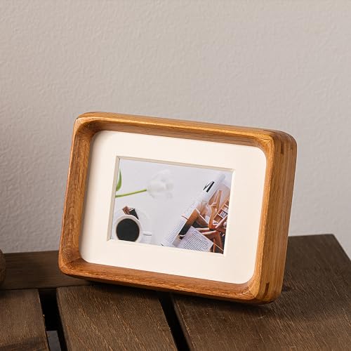 Mini Wood Picture Frame,Small Picture Frames 2x3 with Tiny Mat - color: Teak, size: 2X3
