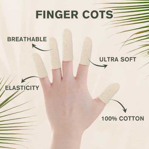 Evridwear Cotton Finger Cots Cotton Cushion 60PCS for Cracked Skin, Eczema, Calluses, Moisture Wicking, Finger Protection for Men & Women (3 Packs Short, 2") - size: 3 Packs Short