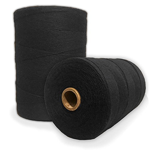 Durable Loom Warp Thread (Black), One Spool, 8/4 Warp Yarn (800 Yards), Perfect for Weaving: Carpet, Tapestry, Rug, Blanket or Pattern - Warping Thread for Any Loom - color: Black