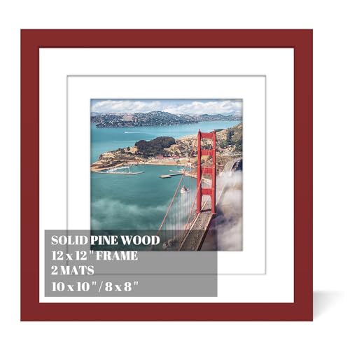 12x12 Wood Picture Frames for Wall Hanging or Tabletop,Diamond Painting Frame Baby Scan Picture Frames with 2 Mats Display 8x8 or 10x10 for Family Walls Decoration,Anniversary,Wedding,Christmas(Red) - color: Red, size: 12x12 inch
