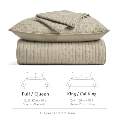 EverGrace 100% Cotton Cross Stitch 3-Piece Quilt Set, King, Driftwood - color: Driftwood, size: King/Cal King (108" X 96")