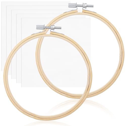 Sibba 6 Inch Wood Embroidery Hoop 5Pcs Cotton Fabric Squares