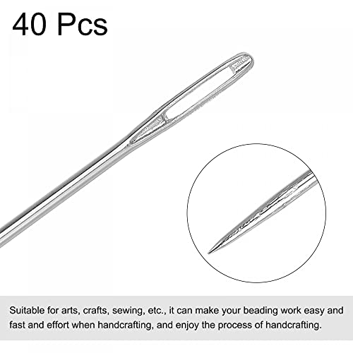 uxcell 40pcs Long Straight Sewing Needles Embroidery Beading Needles 4.92" - size: 4.92 x0.06 inch