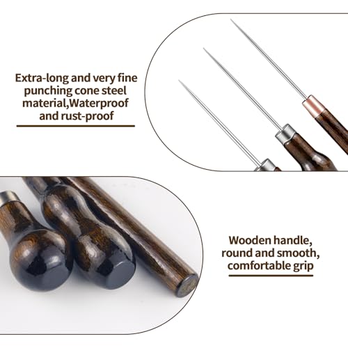 6 PCS Awl Tool Set, Leather Punch Stitching Marking Awl Tool, Gourd Shape Handle Punch Tool for Leather Sewing, Marking, Crafts Wood, Shoe Repair - color: Primary color