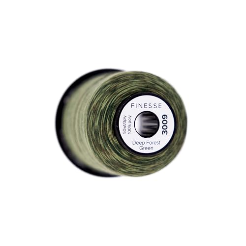 Finesse Variegated Thread | 100% Polyester, 3ply, 50wt | 1100yds Stackable Thread Cones for Quilting and Sewing… (Deep Forest Green) - color: Deep Forest Green