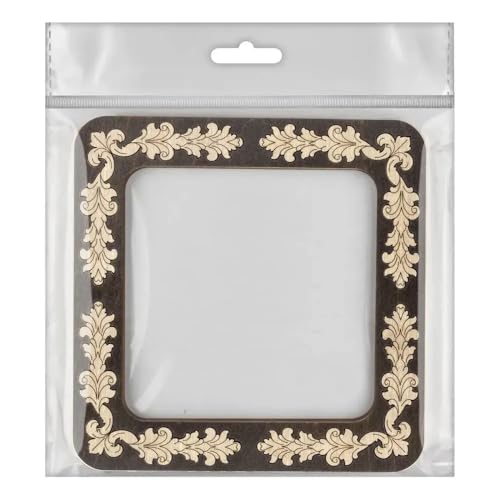 Magnetic Embroidery Hoop Medium – 4"x4" Inner Size, Square Wooden Hoop for Perforated Paper & Plastic Canvas, Baroque Dark Wood Finish | FLMP-025 - color: Baroque