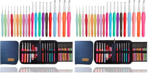 Yarniss 20 Sizes Crochet Hooks 0.5mm-10mm, Ergonomic Crochet Hooks Set with Case for Arthritic Hands (Pack of 2) - size: 20 Size (0.5~10.0mm) (Pack of 2)