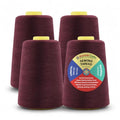 Mandala Crafts 20S/2 Burgundy Polyester 4 Pack of Serger Threads Cones - color: Burgundy, size: Pack of 4 20S/2 24000 YDs
