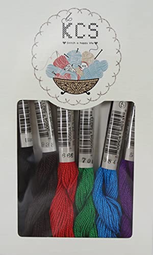 KCS 162 Yards(150 Meters) Mercerized Pearl Cotton Crochet Needlepoint Thread,Size 5,6 skeins,Mixed Color 13 - color: 6color13, size: 6 skeins