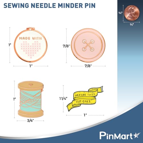 PinMart Sewing Magnetic Enamel Pin and Needle Minder - color: Made With Love Copper Plated, size: 1 Piece