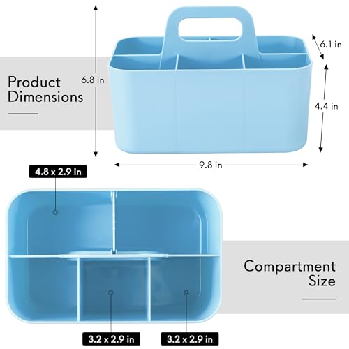 Tiawudi Multipurpose Caddy Organizer, Plastic Caddy with Handle, Stackable Desk Organizer for Stationery, Marker and Pencil, Office Supplies Organizer, Dorm Caddy - color: Light Blue, size: Rectangle