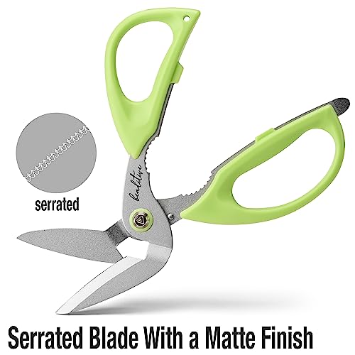 Beaditive Heavy Duty Multipurpose Angled Craft Scissors 7" - Japanese Stainless Steel, Serrated Blade - Craft Shears for Cardboard, Plastic, Leather, Fabrics, and Packaging