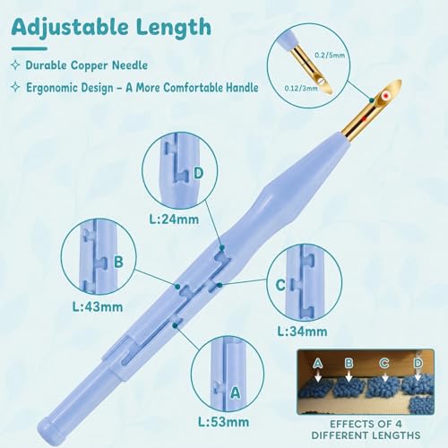 37Pcs Punch Needle Kit, Punch Needle Tools Set with Storage(Purple) - color: Purple