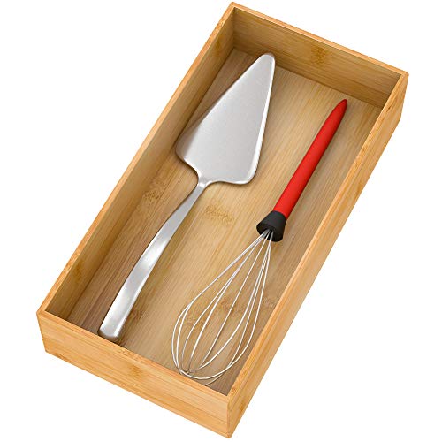 Bamboo Kitchen Drawer Organizer 12"x 6", Storage Box for Utensil Organizer - color: Bamboo, size: 12*6*2.5 inch