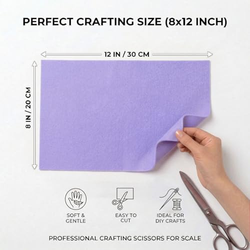 Soft Lavender Felt Fabric Sheets for Crafts 8 x 12 Inch 20 Pcs 1.6mm Thick - color: Lavender