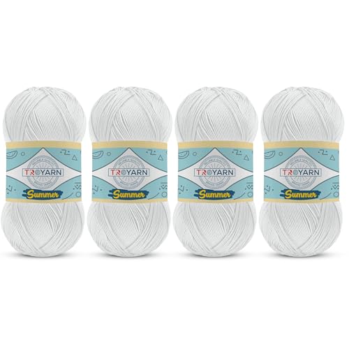 Yarn for Crocheting & Knitting - 4 Skeins (4x383 Yds) (1051055 - Sugar White) Crochet Yarn - 100% Microfiber Acrylic Yarn - Knitting Yarn for Craft Projects - color: 1051055 - Sugar White, size: 4 Skein