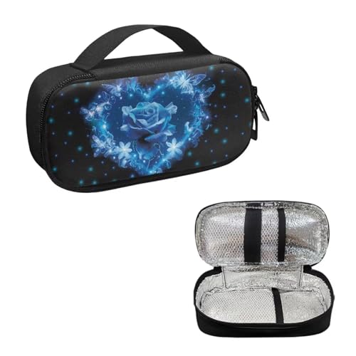 Blue Rose Insulin Pen and Medication Carrying Case Lightweight Anti-Stains Glucose Meter and Diabetic Supplies Insulated Cool Organizer for Daily Life and Trip - color: Blue Rose