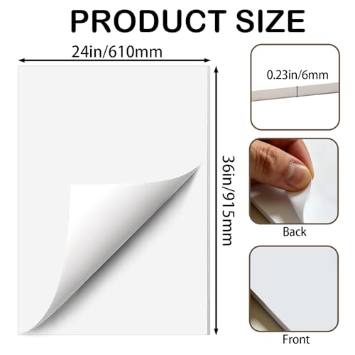 Self Adhesive 24x36 Foam Board 4 Pack, 0.23 Inch Thick Foam Core Board, Large Free Mounting Poster Boards for Projects, Display Boards for Crafts, Paintings Prints, Art, Presentation, White - size: 24"x36"