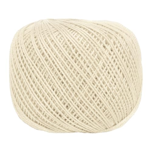 MECCANIXITY Crochet Thread Pearl Cotton Size 3 Beige Pearl 164 Yards for Crocheting Tatting Knitting Embroidery Sewing - color: Beige