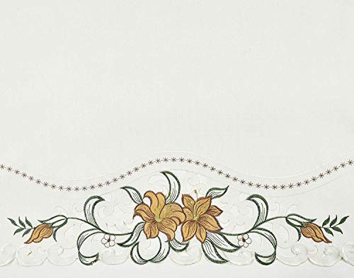 GOHD Lily Fragrance 3pcs Colorful Embroidery Kitchen Cafe Curtain Set.Gold - color: Gold