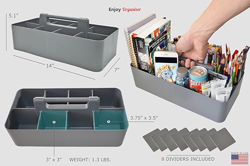 -Large Carry Caddy Bin Basket Portable Office Desk Storage DIY- MADE IN USA (Orion Gray) - color: Orion Gray