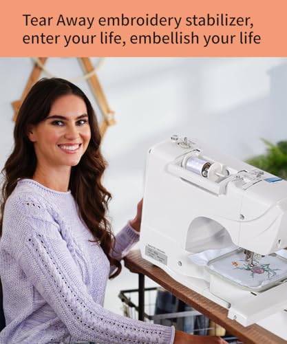 Tear Away White Embroidery Stabilizer Roll 1.8oz Medium Weight 12"x25 Yards Pre-Cut Stabilizing Backing ，Backing Fabric Cut into Variable Sizes, for Machine Embroidery and Hand Sewing - size: 12"