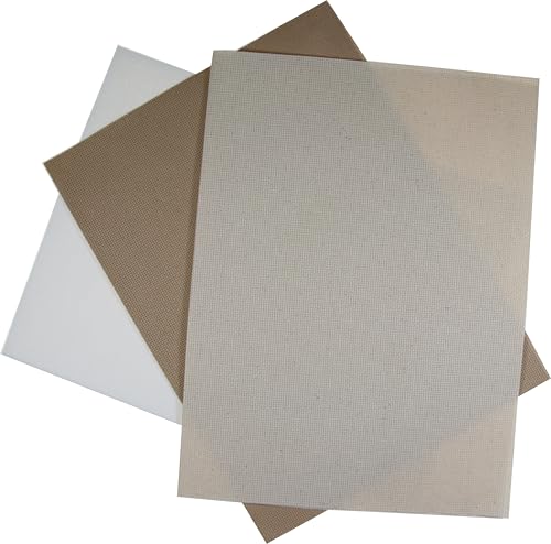 KCS 3 pc of 12" x 18"(30cmx45cm) 16CT Counted Cotton Aida Cloth Cross Stitch Fabric (White+Oatmeal+Khaki) - color: White+oatmeal+khaki