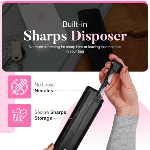 STRAWBERRY & CO Insulin Cooler Travel Case - Built-in Sharps Dispenser & Temperature-Control Organizer (Black) - color: Black