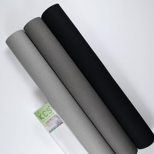 KCS 3 pc of 15" x 18"(38cmx45cm) Counted Cross Stitch Cotton Aida Cloth Needlework Rolled Fabric Box,14CT,Medium Grey+Dark Grey+Black - color: Medium Grey+dark Grey+black, size: 14CT
