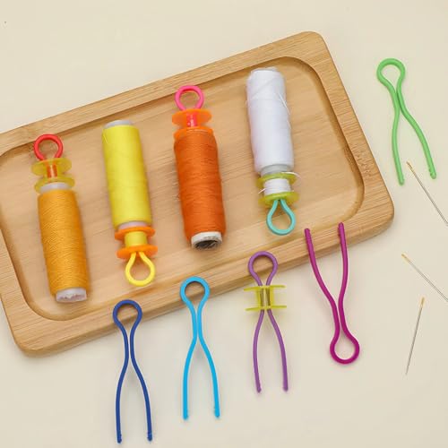 Plastic Bobbin Thread Holder Clips, 50/100 Pack, Assorted Colors, 2.64 Inch, Sewing Machine Accessories for Spool Organization (50)