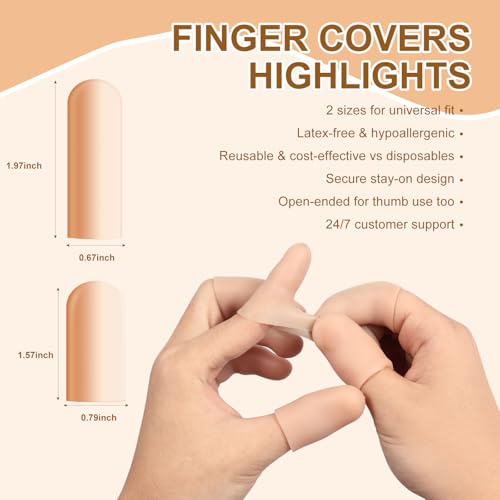 20 Pcs Gel Finger Cots, Reusable Silicone Thumb & Finger Protectors