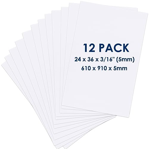 Foam Board 24 x 36 x 3/16"(5mm), Foam Core Board Sheets, White Poster Board - size: 24x36 in 12 Pack