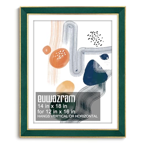 Suede 14x18 Frame - Single Frame, Christmas Elegant Green 14 x 18 Poster Frame with Mat for 12x16, 14x18 Picture Frames for Artwork, Puzzles, Photos and Movie Posters - color: Green, size: 14" x 18" / 12" x 16" mat