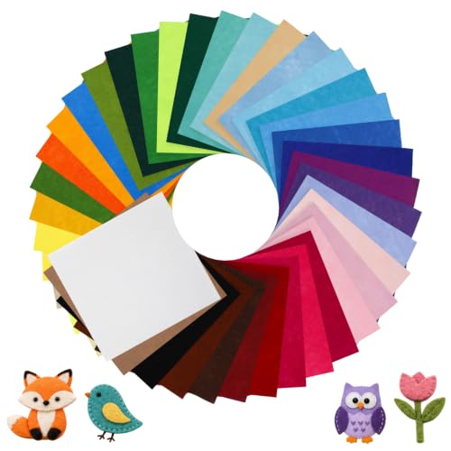 40 Pack Thin Felt Fabric Sheets 4" x 4" Assorted Colors Squares Felt Fabric for Crafts Sewing DIY Patchwork DIY School Projects Home Party Decoration - size: 4 Inch