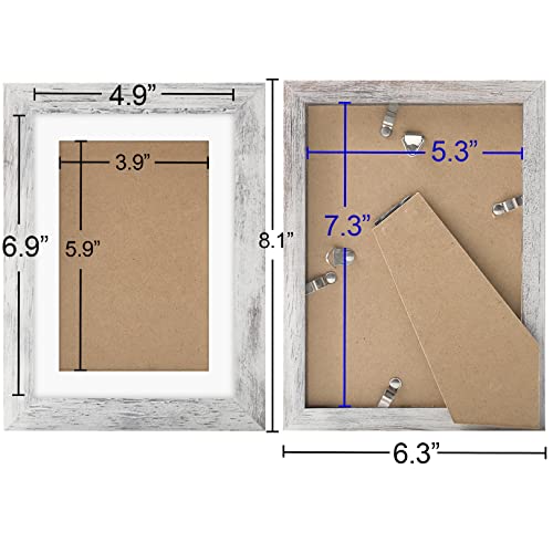 TOFOREVO 5x7 Picture Frames with 4x6 Mat Set of 4, Distressed White - color: Distressed White, size: 5x7