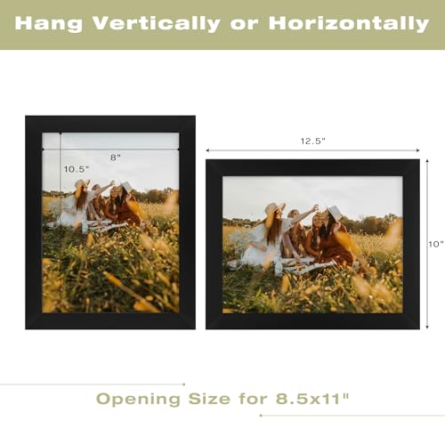 Frametory 8.5x11 Picture Frame Black,Solid Wood&Tempered Glass,Fit 8.5x11 - size: 8.5x11 (2 Pack)