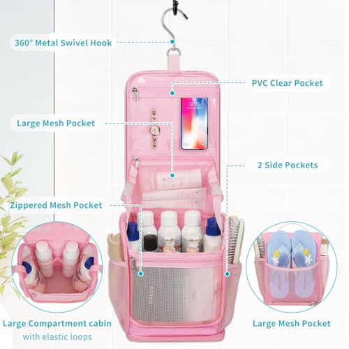 Mesh Shower Caddy Portable, Toiletry Bags for Travel, Pink - color: Pink